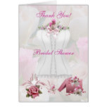 Thank You Bridal Shower Floral White Pink Corset Card