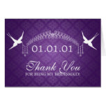 Thank You Bridesmaid Birds & Diamonds Purple Card