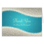 Thank You Bridesmaid Dazzling Sparkles Turquoise Card