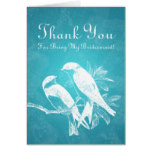 Thank You Bridesmaid Love Birds Blue Card