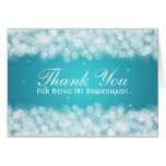 Thank You Bridesmaid Party Sparkle Turquoise Card