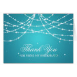 Thank You Bridesmaid Sparkling String Turquoise Card