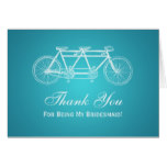 Thank You Bridesmaid Tandem Bike Turquoise Card