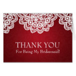 Thank You Bridesmaid Vintage Lace Red Card