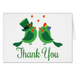 Thank You Lovebirds Green and White Wedding Card