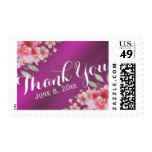 Thank You Stamp Watercolor Floral Purple Metal