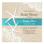 Tiffany Blue Starfish Lace & Burlap Bridal Shower Card