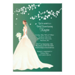 Trendy Emerald Green Bride Bridal Shower Invite