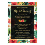 Tropical Hibiscus Floral Gold Frame Bridal Shower Card