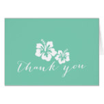 Tropical Mint Green Hibiscus Flowers Thank You Card