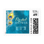 Turquoise Blue Peacock Theme Bridal Shower Postage