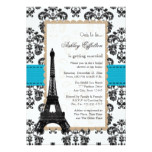 Turquoise Eiffel Tower Parisian Bridal Shower Card