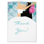 Turquoise Floral Bride & Groom Thank You Note Card