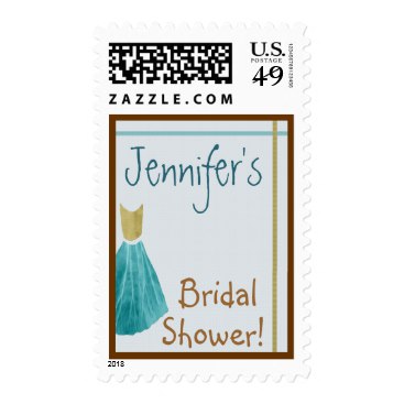 Turquoise & Gold Bridal Shower Customizable Stamp