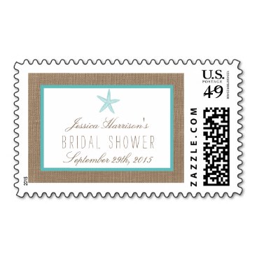 Turquoise Starfish Beach Bridal Shower Postage