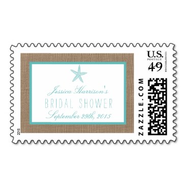 Turquoise Starfish Beach Bridal Shower Postage