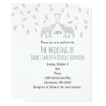 Two Elephants Heart Silver Fall Wedding Invitation
