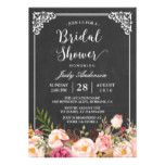 Vintage Chalkboard Frame Floral Bridal Shower Card
