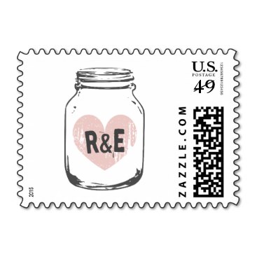 Vintage country chic mason jar wedding stamp