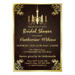 Vintage Gold Chandelier Bridal Shower Invitation