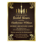 Vintage Gold Chandelier Bridal Shower Invitation