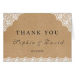 Vintage Lace Craft Paper Wedding THANK YOU Card