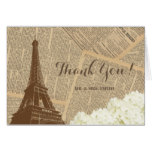 Vintage Pairs Eiffel Tower Old Newspaper Thank You Card
