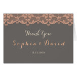 Vintage Peach Grey Lace Wedding THANK YOU Card