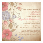 Vintage Red Flowers Bridal Shower Invitation