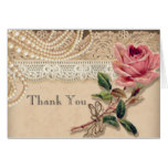 Vintage Rose Bridal Shower Thank You Note Card