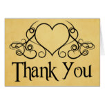 Vintage Thank You Black And Gold Love Heart Card