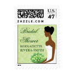 Walking the Aisle Green Bridal Shower Postage Stamp