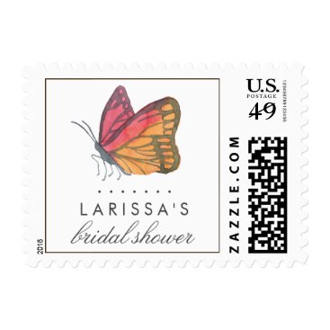Watercolor Butterfly Red Bridal Shower Stamps