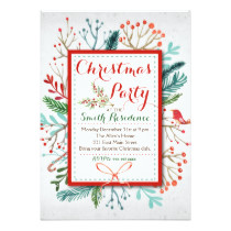 Watercolor Floral Christmas Party Invitation