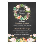 Watercolor Wreath on Chalkboard Bridal Shower Card