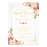 Wedding Bridal Shower Chic Floral Golden Frame Card