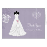 Wedding dress, chandelier on lavender Thank You Card