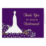 Wedding dress, swirls on purple Thank you Card