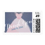 Wedding Dress Wedding Thank You Stamp Blue Gold