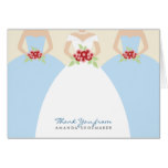 Wedding Gown Bridal Shower Thank You Card (blue)
