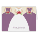 Wedding Gown Bridal Shower Thank You Card (purple)
