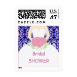 Wedding gown, damask pattern Bridal Shower Postage