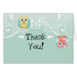 Whimsical Cute Fun Swirl Owl Owls Baby Thank You Card