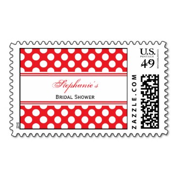 White and Red Polka Dot Bridal Shower Stamp