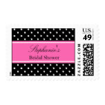 White Black, Hot Pink Polka Dot Bridal Shower Stamp