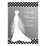 White gown on gray, polka dot Bridal Shower Card
