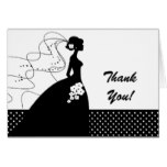 White Silhouette Bride Thank You Note Card