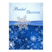 White, silver, blue snowflakes Bridal Shower Card