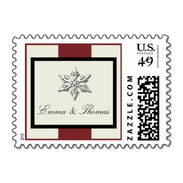 Winter Wedding Stamps in Red and Cream