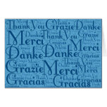 Word Art: Thank You in Multi Languages - Aqua Blue Card